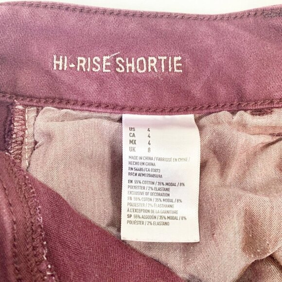 American Eagle purpleish hi-rise shortie cutoff stretch denim shorts - Size 4 - Picture 8 of 10